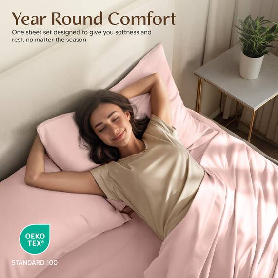 Utopia Bedding Bettwäsche-Set für King-Size-Betten – 4-teiliges Bettwäsche-Set, weiche und atmungsaktive Mikrofaser, enthält 1 Spannbetttuch, 1 Bettlaken und 2 Kissenbezüge – Oeko Tex (Teerosa)