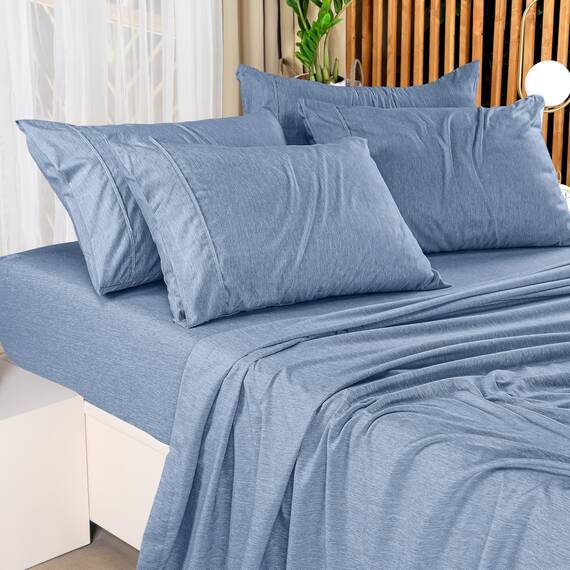 Utopia Bedding California King Size Bettlaken-Set, 4-teilig, weiche und atmungsaktive Mikrofaser, enthält 1 Spannbetttuch, 1 Bettlaken und 2 Kissenbezüge, Oeko Tex (Heather Navy)
