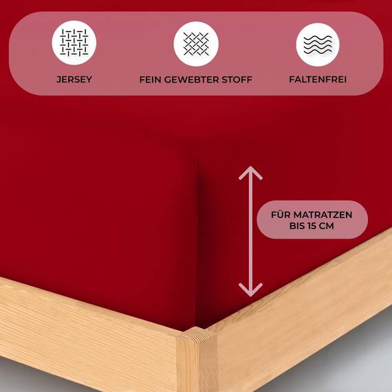 Buymax Spannbettlaken 70x140cm Baumwolle 100% Kinderbett Spannbetttuch Baby Bettlaken Jersey, Matratzenhöhe bis 15 cm, Farbe Rot