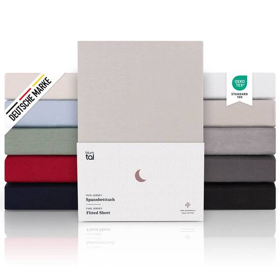 Blumtal® Premium Spannbettlaken 270x200 cm Boxspringbett Jersey - Oeko-TEX zertifiziertes Bettlaken 200x270 Baumwolle - Familienbett Grau