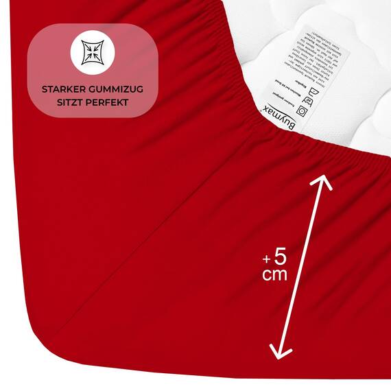Buymax Spannbettlaken 70x140cm Baumwolle 100% Kinderbett Spannbetttuch Baby Bettlaken Jersey, Matratzenhöhe bis 15 cm, Farbe Rot
