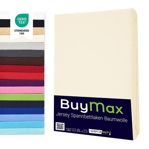 Buymax Spannbettlaken 70x140cm Baumwolle 100% Kinderbett Spannbetttuch Baby Bettlaken Jersey, Matratzenhöhe bis 15 cm, Farbe Beige