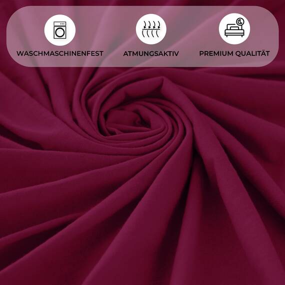 Buymax Spannbettlaken 90x200cm Doppelpack 100% Baumwolle Spannbetttuch Bettlaken Jersey, Matratzenhöhe bis 25 cm, Farbe Bordeaux