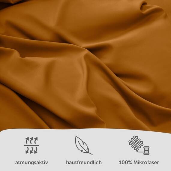 Blumtal Bettwäsche 250x200cm + 2X 50x80cm Kopfkissenbezug - Oeko-TEX zert. Mikrofaser Bettwäsche Set - Mikrofaser Bettbezug bis 95 °C - Deckenbezug + Kissenbezug 3-teilig - Sommerbettwäsche Hellbraun