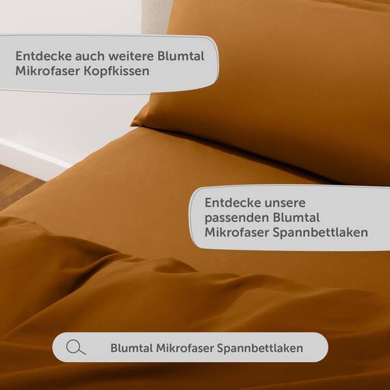 Blumtal Bettwäsche 250x200cm + 2X 50x80cm Kopfkissenbezug - Oeko-TEX zert. Mikrofaser Bettwäsche Set - Mikrofaser Bettbezug bis 95 °C - Deckenbezug + Kissenbezug 3-teilig - Sommerbettwäsche Hellbraun