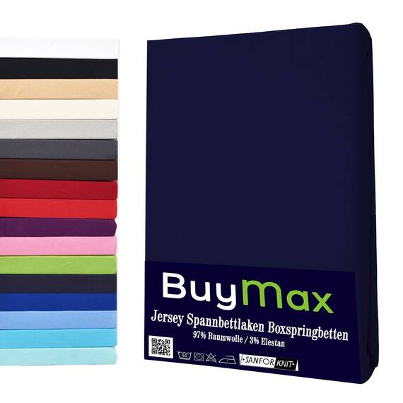 Buymax Wasserbett Spannbettlaken Stretch 140x200-160x220 cm für Wasserbetten und Boxspringbetten Bettbezug für Matratzen bis 35 cm Matratzenhöhe, Blau Marineblau