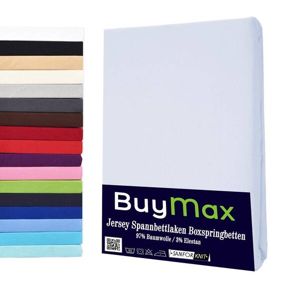 Buymax Wasserbett Spannbettlaken Stretch 140x200-160x220 cm für Wasserbetten und Boxspringbetten Bettbezug für Matratzen bis 35 cm Matratzenhöhe, Weiß