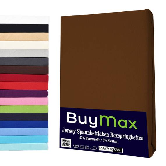 Buymax Wasserbett Spannbettlaken Stretch 180x200-200x220 cm für Wasserbetten und Boxspringbetten Bettbezug für Matratzen bis 35 cm Matratzenhöhe, Braun Schokobraun