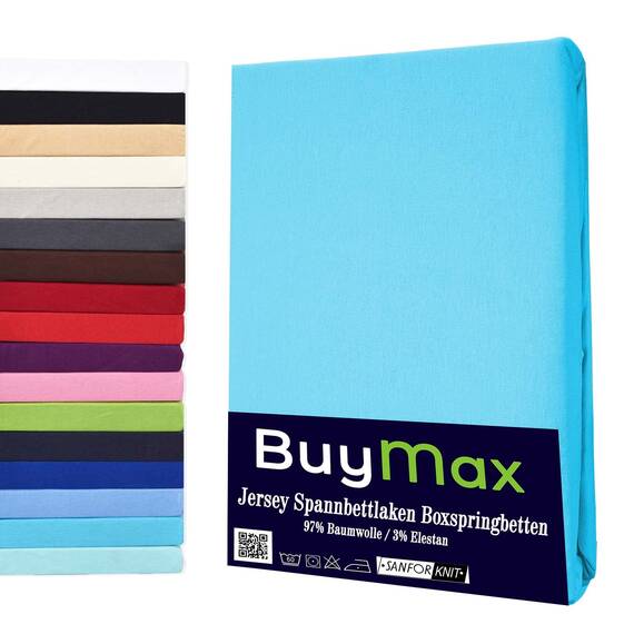 Buymax Wasserbett Spannbettlaken Stretch 180x200-200x220 cm für Wasserbetten und Boxspringbetten Bettbezug für Matratzen bis 35 cm Matratzenhöhe, Türkis
