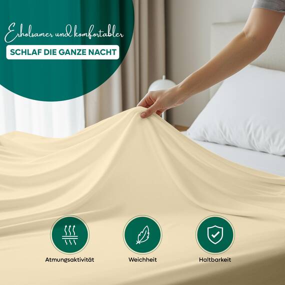 Utopia Bedding - Bettlaken ohne Gummizug 225x255cm - Oeko-TEX Zertifiziert - Weich Gebürstetes Polyester - Mikrofaser Flaches Laken – Beige