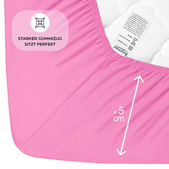 Buymax Spannbettlaken 200x200cm Baumwolle 100% Spannbetttuch Bettlaken Jersey, Matratzenhöhe bis 25 cm, Farbe Altrosa