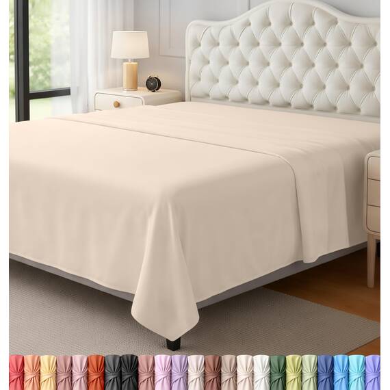Utopia Bedding Bettlaken, Oberlaken, weich gebürstetes Mikrofasergewebe, kein Einlaufen, farbecht, pflegeleicht, nur 1 Bettlaken, Kingsize-Größe, Beige