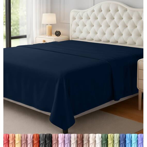 Utopia Bedding Bettlaken, weich gebürstetes Mikrofasergewebe, schrumpffreies und lichtbeständiges Oberlaken, pflegeleicht, nur 1 Bettlaken, Queensize, Marineblau