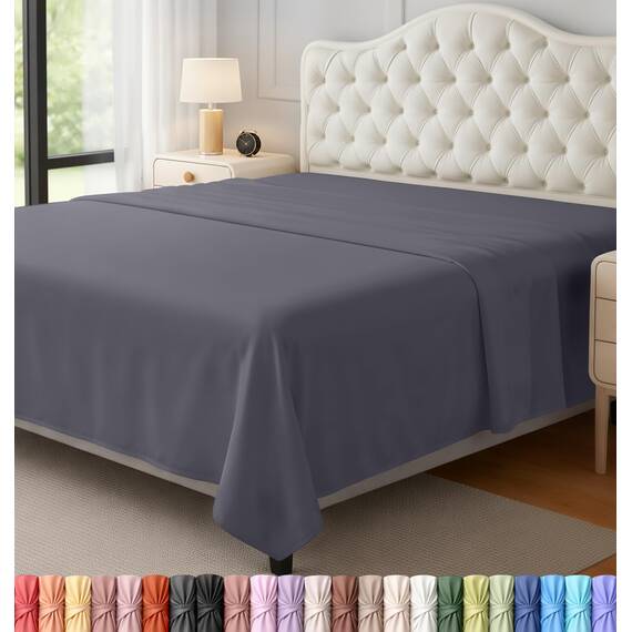 Utopia Bedding Bettlaken für Doppelbett (266 x 259 cm, grau) – Stoff aus weichem Polyester-Mikrofaser, gebürstet – für Bett Größe 150 x 200 cm