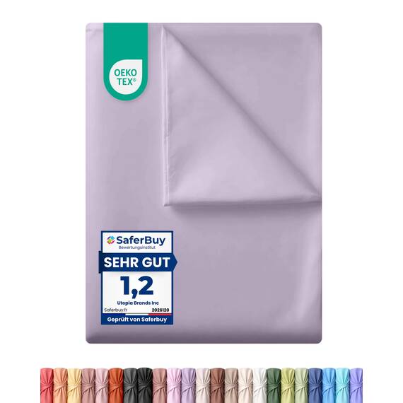 Utopia Bedding - Bettlaken ohne Gummizug 225x255cm - Oeko-TEX Zertifiziert - Weich Gebürstetes Polyester - Mikrofaser Flaches Laken – Lavendel