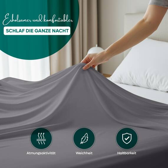 Utopia Bedding - Bettlaken ohne Gummizug 266x259cm - Weich Gebürstetes Polyester - Mikrofaser Flaches Laken – Grau