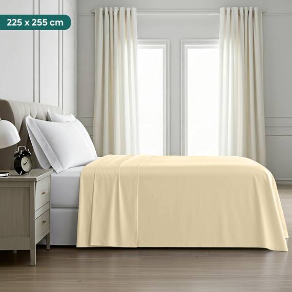 Utopia Bedding - Bettlaken ohne Gummizug 225x255cm - Oeko-TEX Zertifiziert - Weich Gebürstetes Polyester - Mikrofaser Flaches Laken – Beige