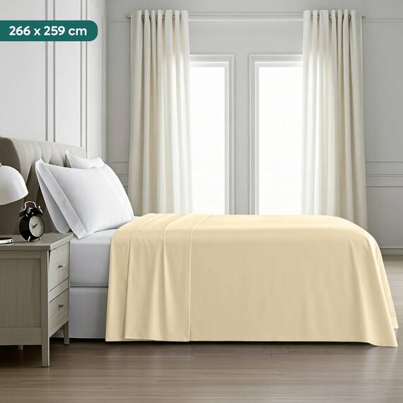 Utopia Bedding - Flach Laken ohne Gummizug - 266 x 259 cm - Oeko-TEX Zertifiziert - Weich Gebürstetes Polyester – Mikrofaser – Flaches Blatt – Beige