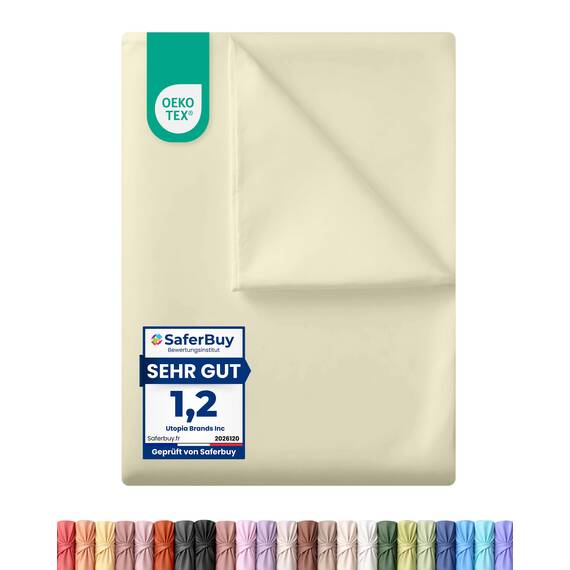 Utopia Bedding - Bettlaken ohne Gummizug 225x255cm - Oeko-TEX Zertifiziert - Weich Gebürstetes Polyester - Mikrofaser Flaches Laken – Beige