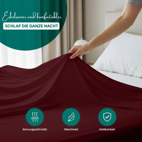 Utopia Bedding - Bettlaken ohne Gummizug 270x290cm - Oeko-TEX Zertifiziert - Weich Gebürstetes Polyester - Mikrofaser Flaches Laken – Burgunderrot
