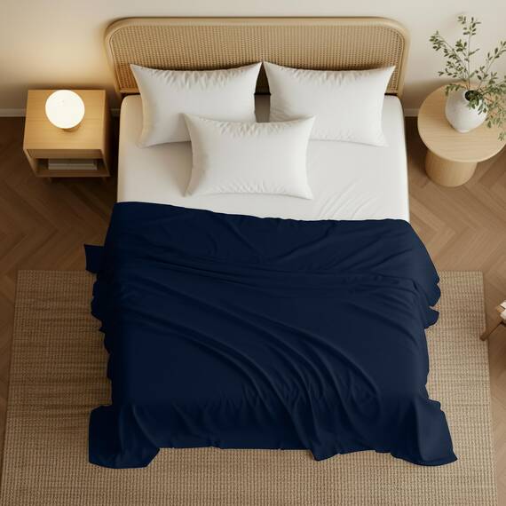 Utopia Bedding Bettlaken, weich gebürstetes Mikrofasergewebe, schrumpffreies und lichtbeständiges Oberlaken, pflegeleicht, nur 1 Bettlaken, Queensize, Marineblau