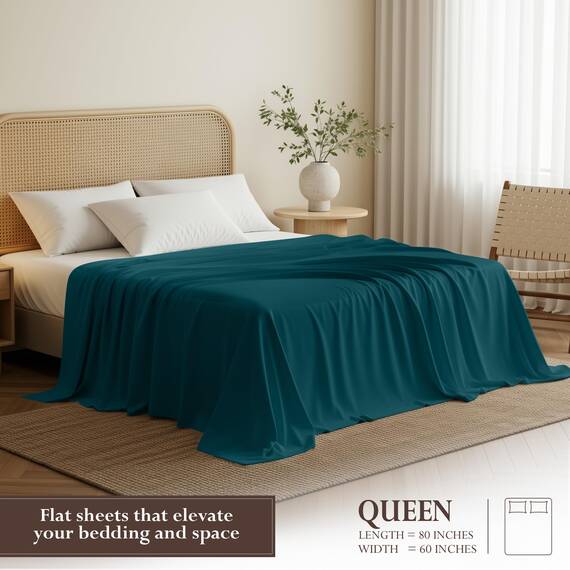 Utopia Bedding Bettlaken, weich gebürstetes Mikrofasergewebe, schrumpffreies und lichtbeständiges Oberlaken, pflegeleicht, nur 1 Bettlaken, Queensize, Blaugrün