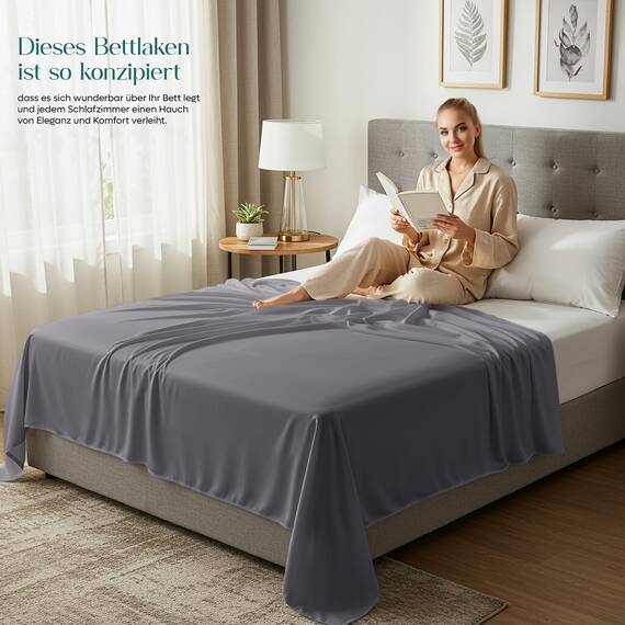 Utopia Bedding - Bettlaken ohne Gummizug 270x290cm - Oeko-TEX Zertifiziert - Weich Gebürstetes Polyester - Mikrofaser Flaches Laken – Grau