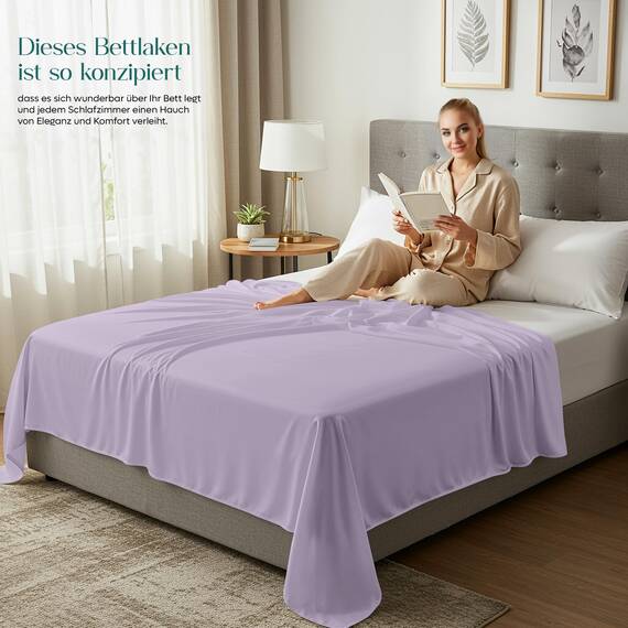 Utopia Bedding - Bettlaken ohne Gummizug 225x255cm - Oeko-TEX Zertifiziert - Weich Gebürstetes Polyester - Mikrofaser Flaches Laken – Lavendel