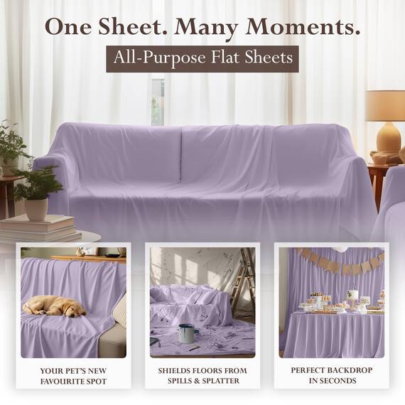 Utopia Bedding Bettlaken, weich gebürstetes Mikrofasergewebe, schrumpffreies und lichtbeständiges Oberlaken, pflegeleicht, nur 1 Bettlaken, Queensize, Lavendel