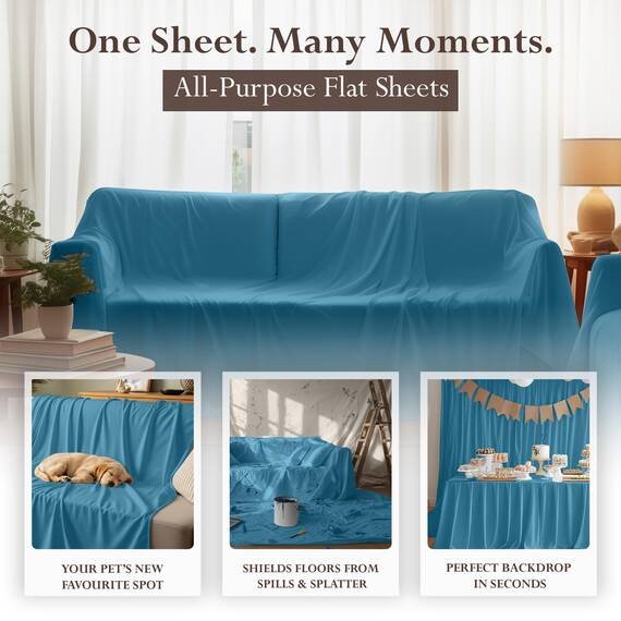 Utopia Bedding Bettlaken, weich gebürstetes Mikrofasergewebe, kein Einlaufen, farbecht, pflegeleicht, nur 1 Bettlaken, Queensize, Denim-Blau