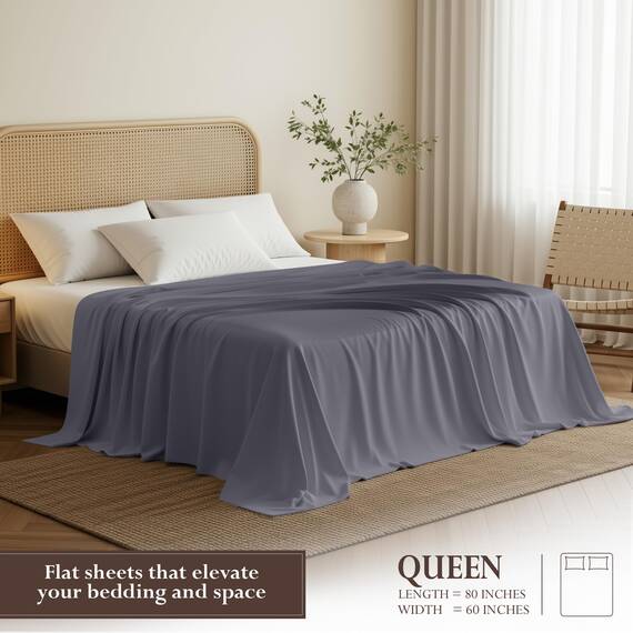 Utopia Bedding Bettlaken, weich gebürstetes Mikrofasergewebe, schrumpffreies und lichtbeständiges Oberlaken, pflegeleicht, nur 1 Bettlaken, Queensize, Grau