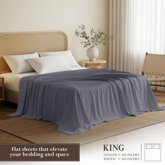 Utopia Bedding Bettlaken für Doppelbett (266 x 259 cm, grau) – Stoff aus weichem Polyester-Mikrofaser, gebürstet – für Bett Größe 150 x 200 cm