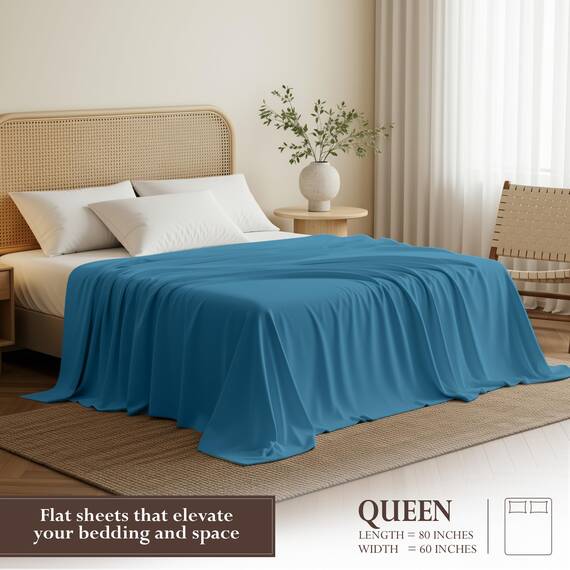 Utopia Bedding Bettlaken, weich gebürstetes Mikrofasergewebe, kein Einlaufen, farbecht, pflegeleicht, nur 1 Bettlaken, Queensize, Denim-Blau