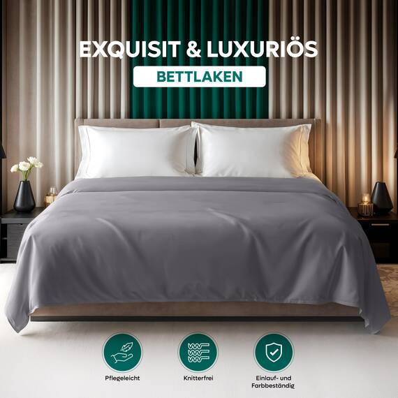 Utopia Bedding - Bettlaken ohne Gummizug 270x290cm - Oeko-TEX Zertifiziert - Weich Gebürstetes Polyester - Mikrofaser Flaches Laken – Grau