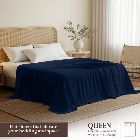 Utopia Bedding Bettlaken, weich gebürstetes Mikrofasergewebe, schrumpffreies und lichtbeständiges Oberlaken, pflegeleicht, nur 1 Bettlaken, Queensize, Marineblau