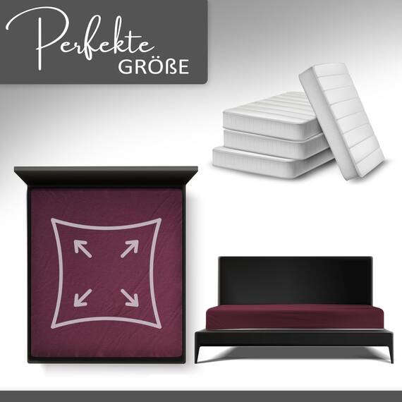 Leonado Vicent - Classic Spannbettlaken Bettlaken 100% Baumwolle Jersey Spannbetttuch in vielen Farben & Größen, Maße Spannbettlaken:120 x 200 cm - 130 x 200 cm, Farbe Spannbettlaken:Bordeaux