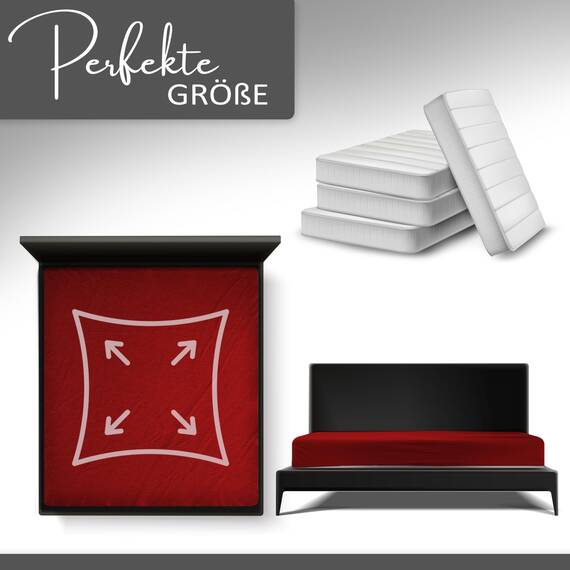 Leonado Vicent - Classic Spannbettlaken Bettlaken 100% Baumwolle Jersey Spannbetttuch in vielen Farben & Größen, Maße Spannbettlaken:90 x 200 cm - 100 x 200 cm, Farbe Spannbettlaken:Rot