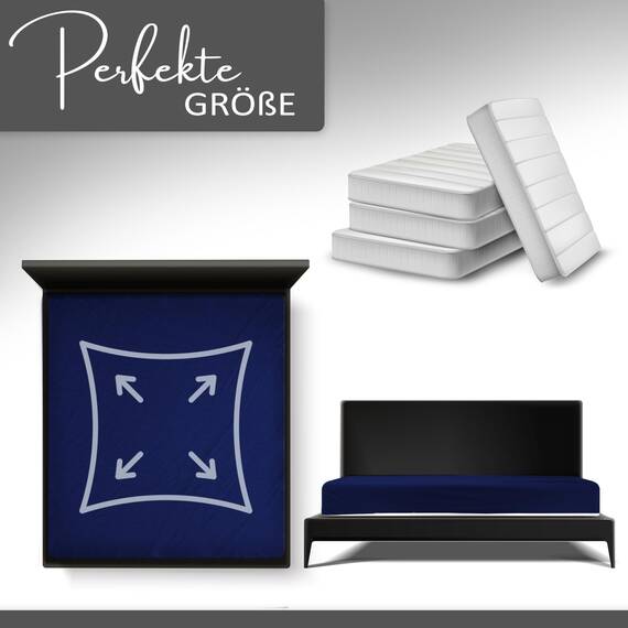 Leonado Vicent - Classic Spannbettlaken Bettlaken 100% Baumwolle Jersey Spannbetttuch in vielen Farben & Größen, Maße Spannbettlaken:140 x 200 cm - 160 x 200 cm, Farbe Spannbettlaken:Dunkelblau
