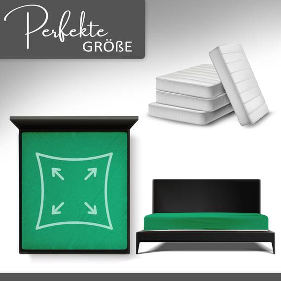 Leonado Vicent - Classic Spannbettlaken Bettlaken 100% Baumwolle Jersey Spannbetttuch in vielen Farben & Größen, Maße Spannbettlaken:120 x 200 cm - 130 x 200 cm, Farbe Spannbettlaken:Grün