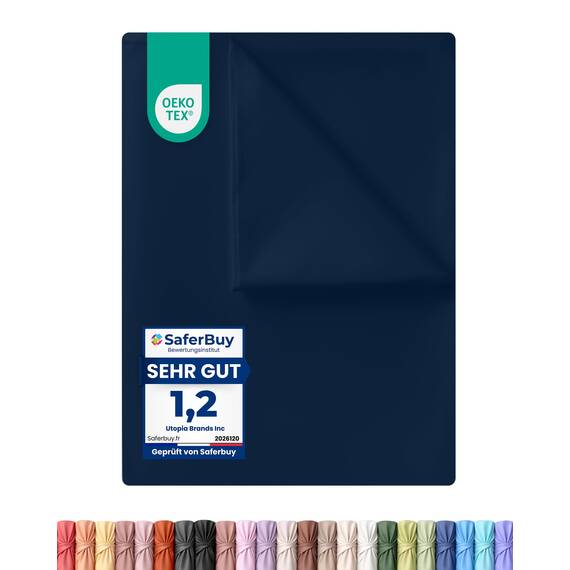 Utopia Bedding - Flach Laken ohne Gummizug - 167 x 243 cm - Oeko-TEX Zertifiziert - Weich Gebürstetes Polyester – Mikrofaser – Flaches Blatt – Marineblau