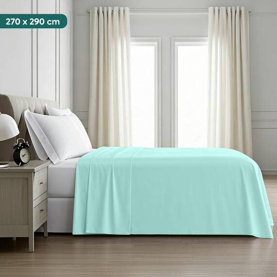 Utopia Bedding - Bettlaken ohne Gummizug 270x290cm - Oeko-TEX Zertifiziert - Weich Gebürstetes Polyester - Mikrofaser Flaches Laken – Spa Blau