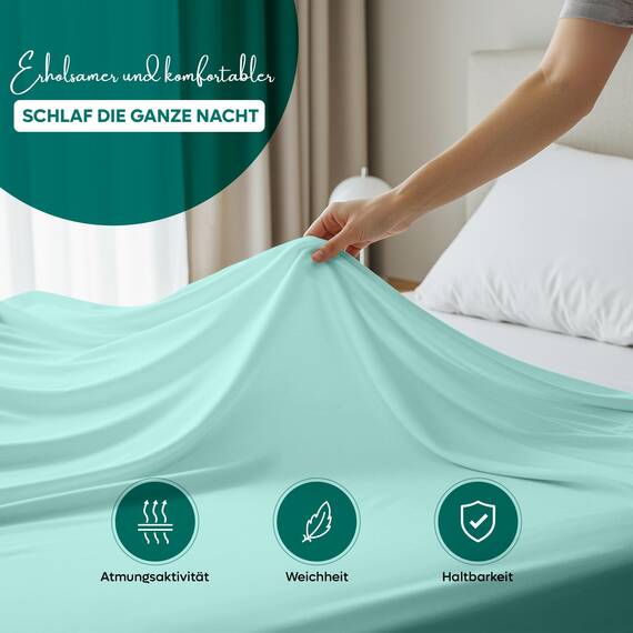 Utopia Bedding - Bettlaken ohne Gummizug 225x255cm - Oeko-TEX Zertifiziert - Weich Gebürstetes Polyester - Mikrofaser Flaches Laken – Spa Blau