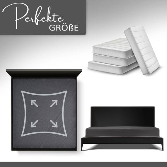 Leonado Vicent - Classic Spannbettlaken Bettlaken 100% Baumwolle Jersey Spannbetttuch in vielen Farben & Größen, Maße Spannbettlaken:90 x 200 cm - 100 x 200 cm, Farbe Spannbettlaken:Anthrazit