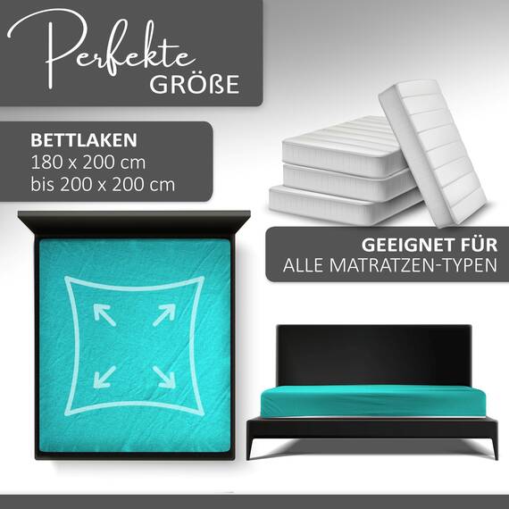 Leonado Vicent - Classic Spannbettlaken Bettlaken 100% Baumwolle Jersey Spannbetttuch in vielen Farben & Größen, Maße Spannbettlaken:90 x 200 cm - 100 x 200 cm, Farbe Spannbettlaken:Petrol