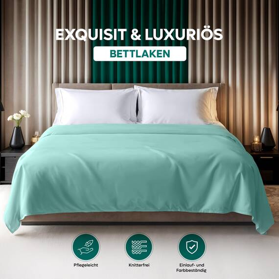 Utopia Bedding - Bettlaken ohne Gummizug 270x290cm - Oeko-TEX Zertifiziert - Weich Gebürstetes Polyester - Mikrofaser Flaches Laken – Spa Blau