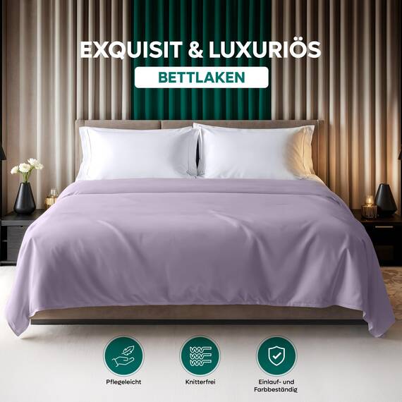 Utopia Bedding - Bettlaken ohne Gummizug 270x290cm - Oeko-TEX Zertifiziert - Weich Gebürstetes Polyester - Mikrofaser Flaches Laken – Lavendel
