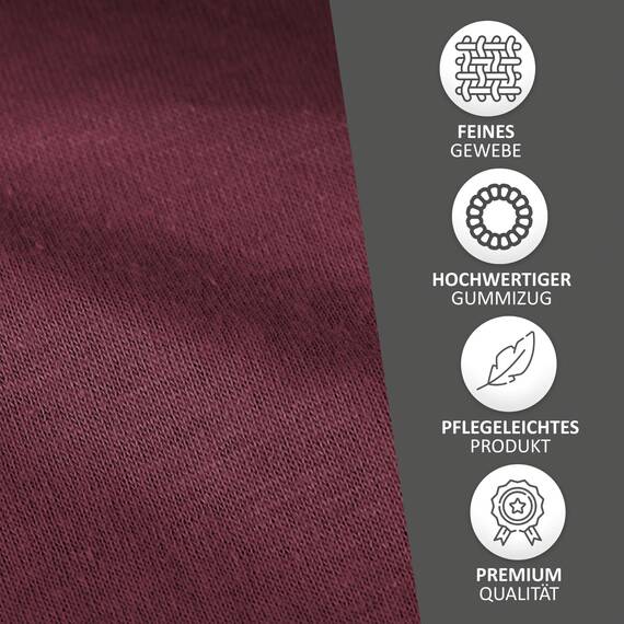 Leonado Vicent - Classic Spannbettlaken Bettlaken 100% Baumwolle Jersey Spannbetttuch in vielen Farben & Größen, Maße Spannbettlaken:180 x 200 cm - 200 x 200 cm, Farbe Spannbettlaken:Bordeaux