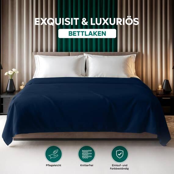 Utopia Bedding - Flach Laken ohne Gummizug - 167 x 243 cm - Oeko-TEX Zertifiziert - Weich Gebürstetes Polyester – Mikrofaser – Flaches Blatt – Marineblau