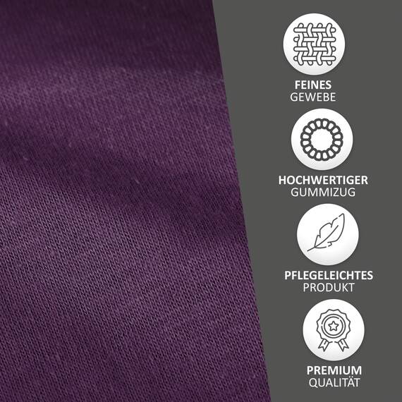 Leonado Vicent - Classic Spannbettlaken Bettlaken 100% Baumwolle Jersey Spannbetttuch in vielen Farben & Größen, Maße Spannbettlaken:140 x 200 cm - 160 x 200 cm, Farbe Spannbettlaken:Lila