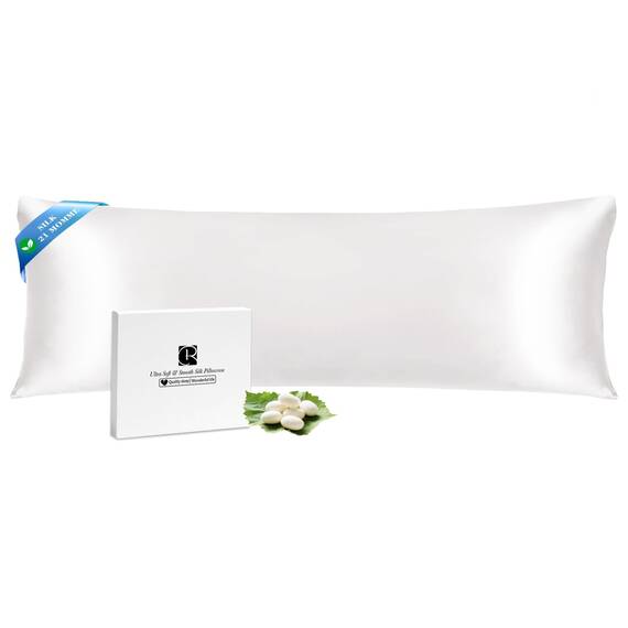 SeidenKissenbezug 40x145, Ravmix Kissenbezüge aus Seide für Haar und Haut, mit verstecktem Reißverschluss, beide Seiten Seide, Maulbeerseide Kopfkissenbezug 40x145, 1 Stück, Elfenbein